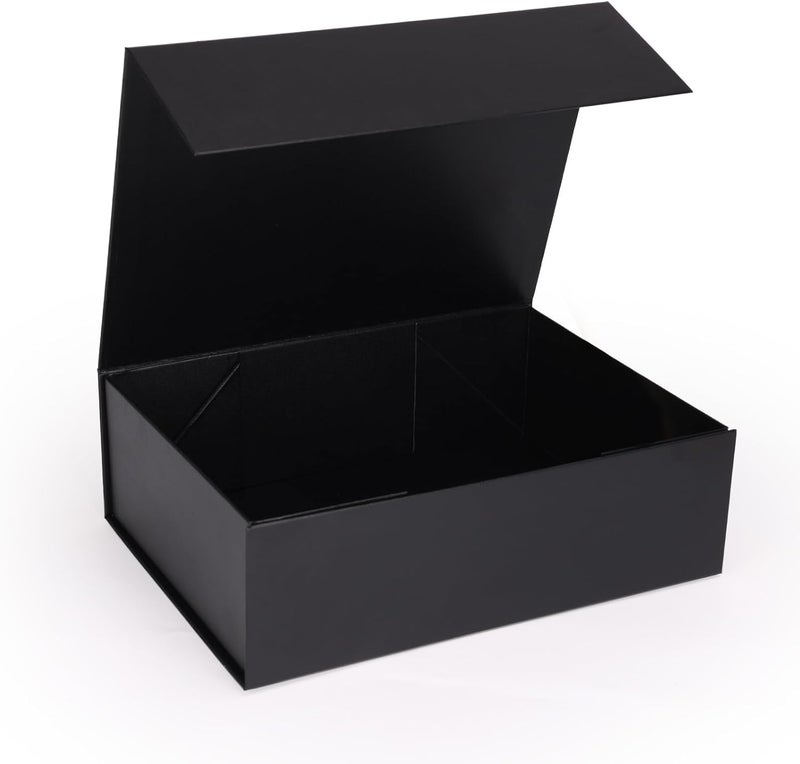 Ditwis 11x8x3.5 Inches Gift Box with Magnetic Closure Lid, Black Magnetic Boxes for Wedding, Groomsmen Bridesmaid Proposal, Birthdays, Mother's Day, 1 Pack - Image 1